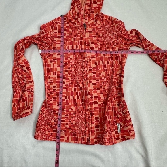 Merrell Women's size Small Orange Print Opti Wick Zip Up Hooded Jacket - Picture 8 of 11